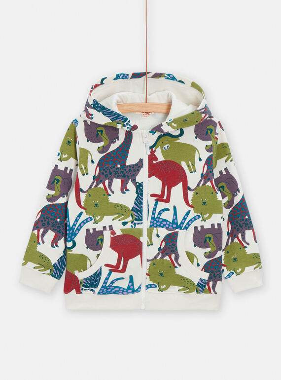 Jungen-Sweatshirt in dunklem Ecru mit Tierprint VODAGIL / 24W90221GIL810