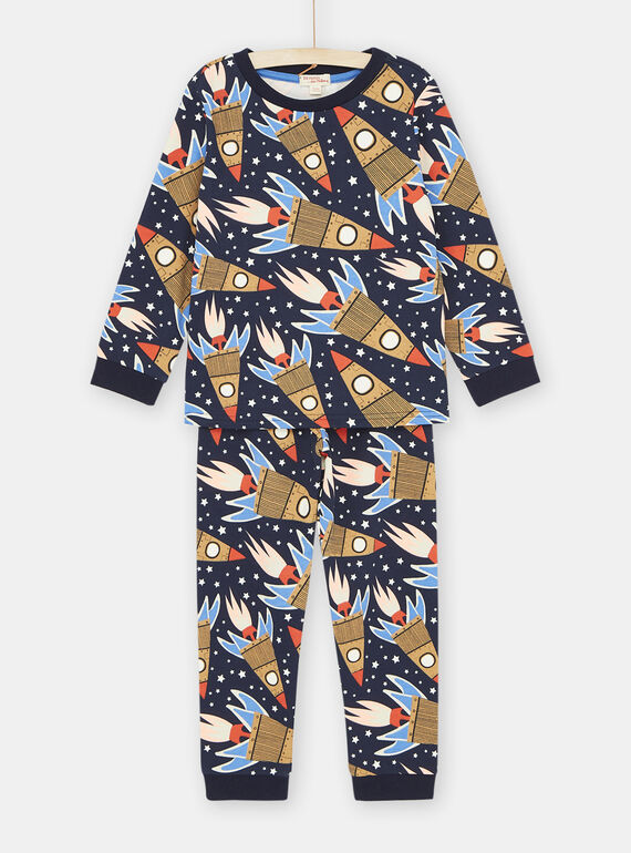 Dunkelblauer Schlafanzug mit Raketen-Print, Jungen SEGOPYJSPA / 23WH1233PYJ705