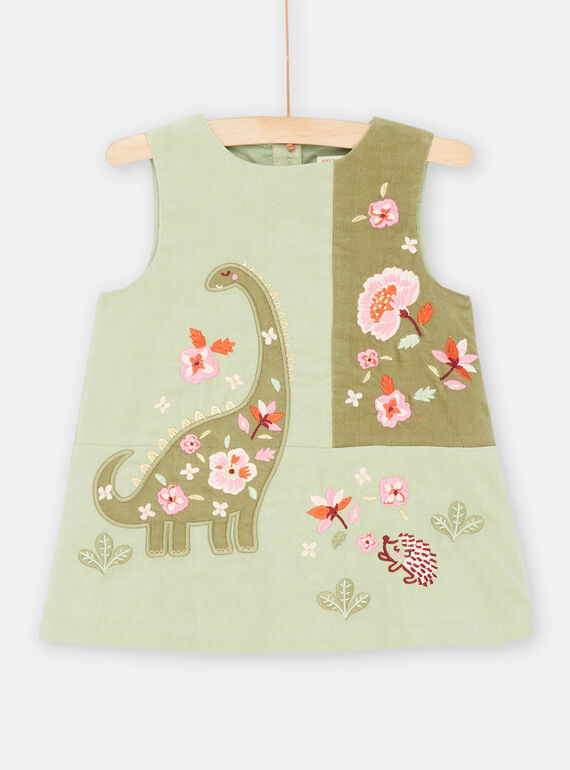 Grünes Kleid aus Velours für Baby-Mädchen SIVERROB2 / 23WG09J2ROB631