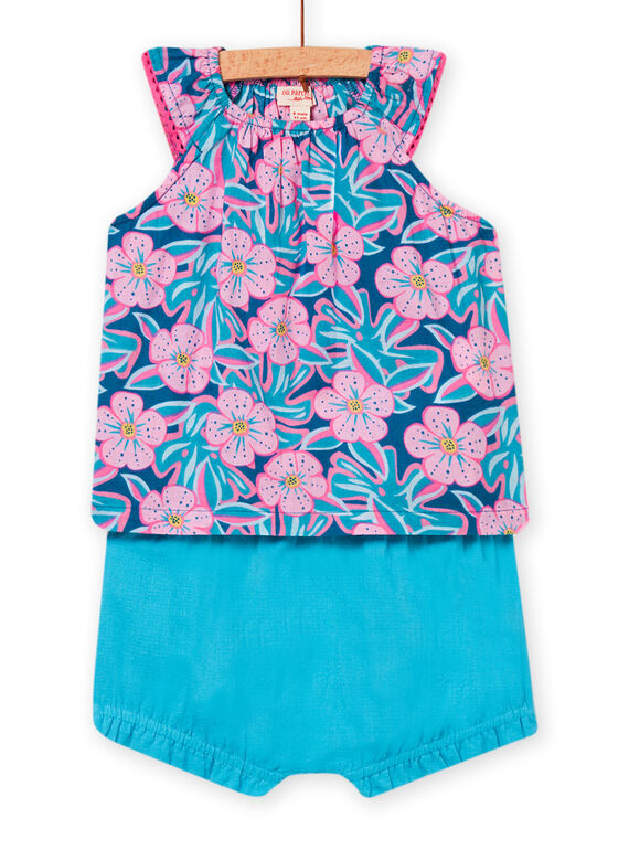 Baby Mädchen petrolblaues T-shirt und Shorts NIFICENS / 22SG09U1ENS215
