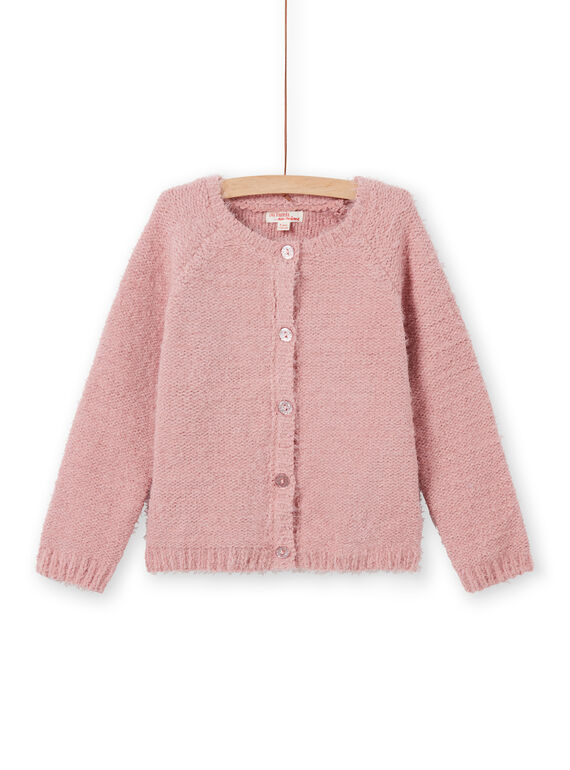 Kind Mädchen rosa Strickjacke mit Chenille MAYJOCAR2 / 21W9011ACAR303