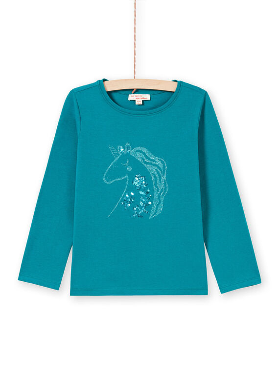 Mädchen-T-Shirt in dunklem Türkis MAJOYTEE6 / 21W9012ATMLC217