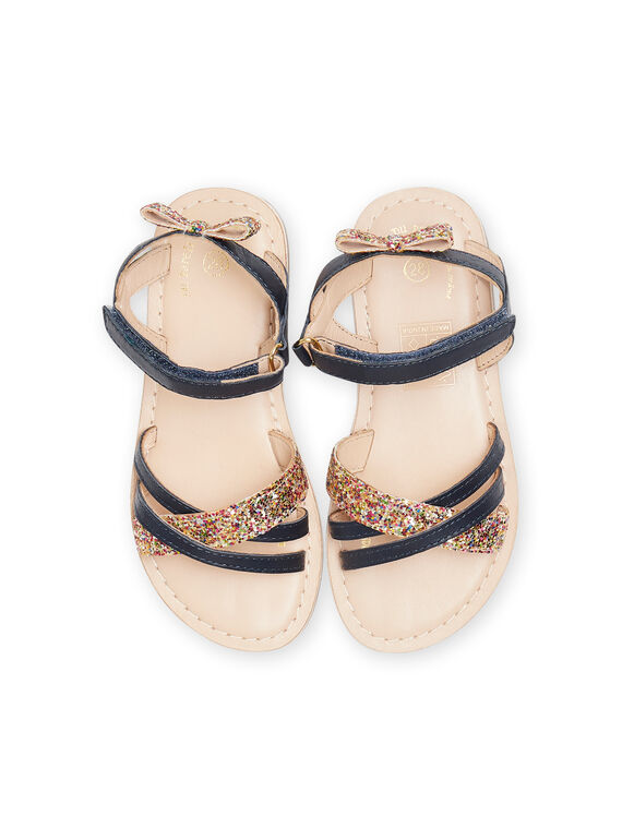 Marineblaue Glitzer-Sandalen Kind Mädchen NASANDMARINE / 22KK3544D0E070