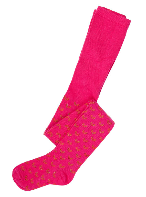 Rosa Baumwollstrumpfhose mit Lurexmustern für Mädchen JYAVICOL1 / 20SI01D1COLF507