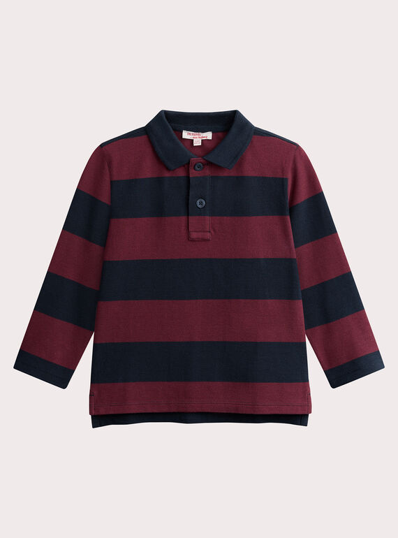 Poloshirt mit Burgunder und Marine gestreift für Jungen  VOJOPOL3 / 24W902G1POL503