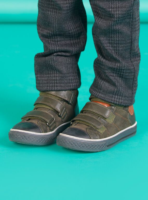 Kind Junge khakigrüne hohe Turnschuhe aus Wildleder MOBASTRIVKAKI / 21XK3673D3F604