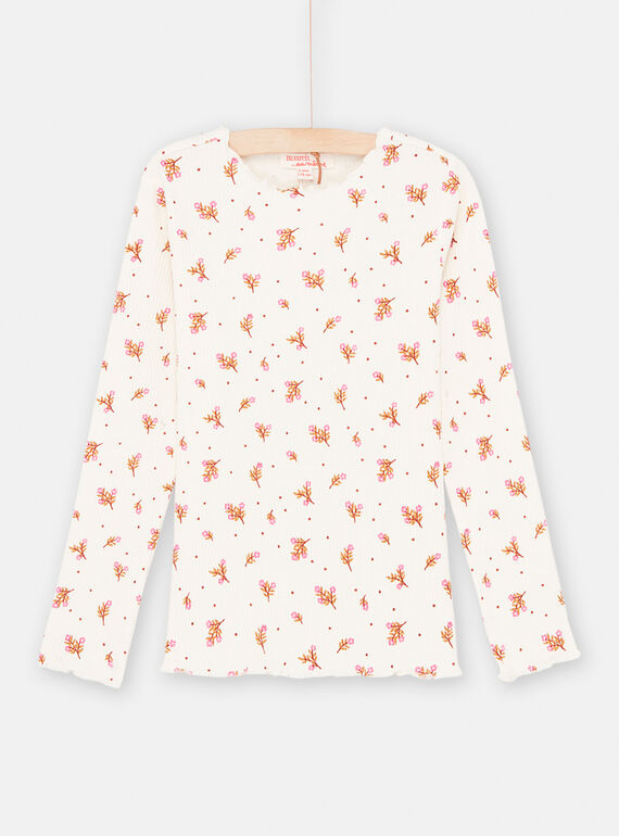 T-Shirt in Ecru mit Blumenprint, Mädchen SAJOUTEE1 / 23W901G1TML001