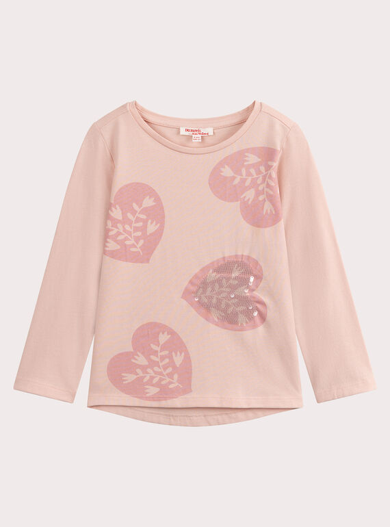 Rosa mitiertes T-Shirt mit Herzdruck für Mädchen  VAJOYTEE2 / 24W901G1TMLD314