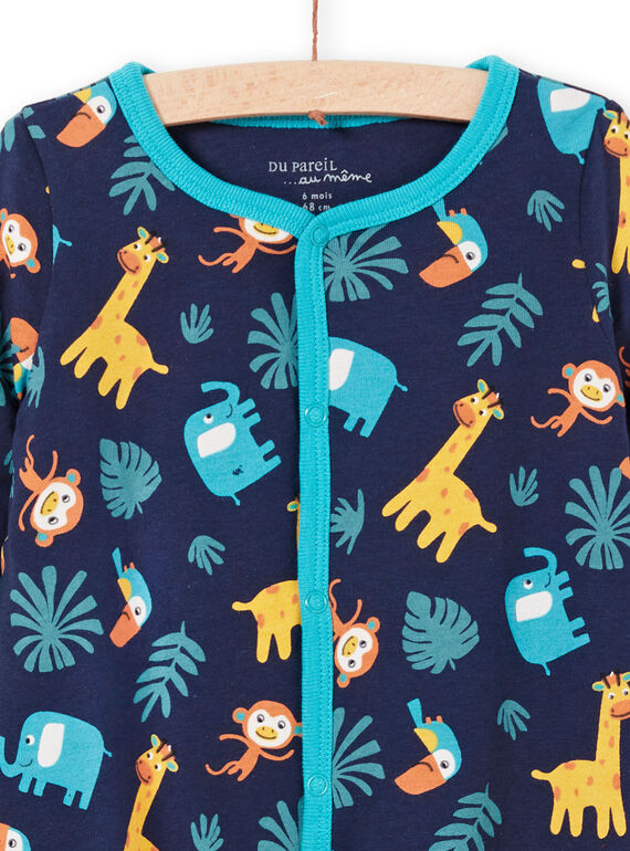 Reversible Baby Junge Nacht blau Tier drucken Strampler MEGAGREANI / 21WH1486GREC205