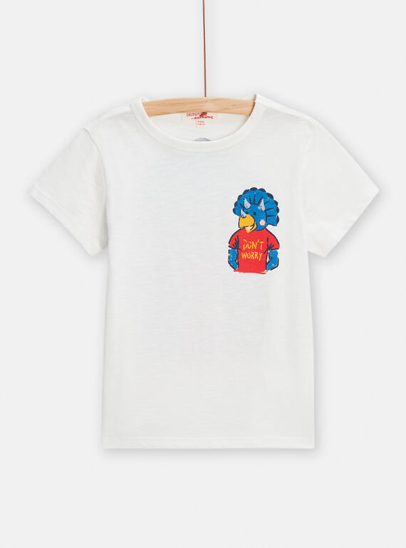 Weißes und blaues T-Shirt mit Dinosaurier-Motiv für Jungen TOJOTI1 / 24S902B6TMC001