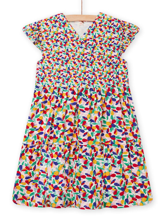 Seersucker-Kleid für Kind Mädchen mit buntem Blumendruck NALUROB3 / 22S901P2ROB001