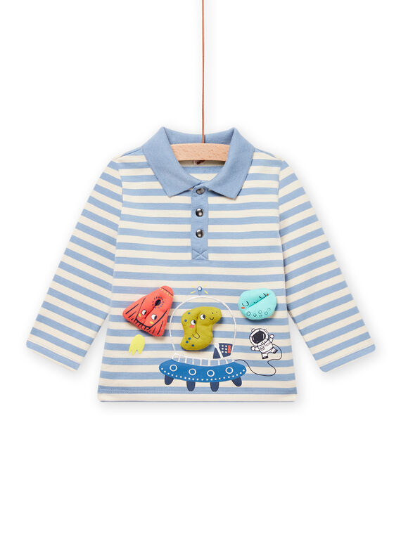 Blau-weiß gestreiftes Poloshirt für Jungen MUPLAPOL / 21WG10O1POL216