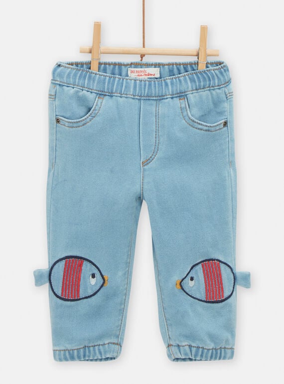 Hellblaue Jeans mit Fischmotiven für Baby-Jungen TUCLUJEAN / 24SG10O1JEAP272