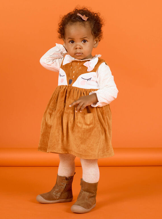 Baby Mädchen weiches Boa-Kleid ohne Ärmel MISAUROB2 / 21WG09P2ROB809