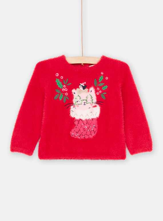 Weicher roter Pullover für Baby-Mädchen SIWAYPULL / 23WG09S1PULF529