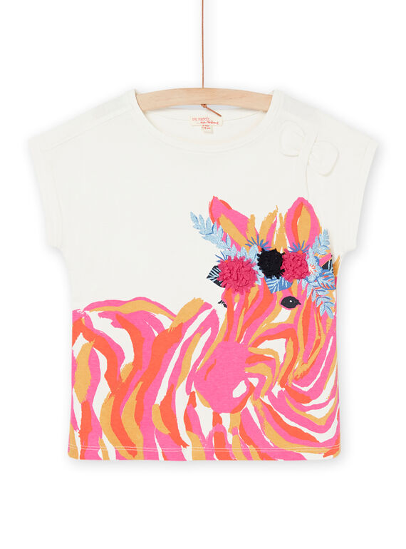 Weißes T-Shirt mit Zebramuster RAJUNTI1 / 23S901U4TMC001