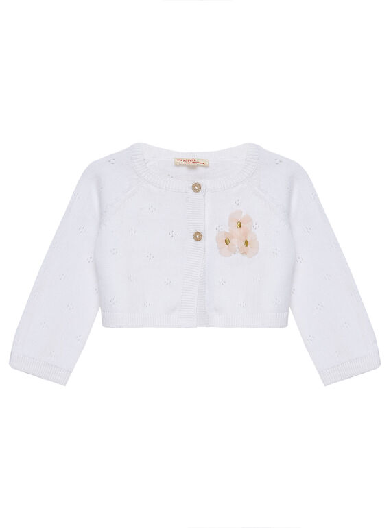 Weiße Baby-Strickjacke für Mädchen JIPOECAR / 20SG09G1CAR000