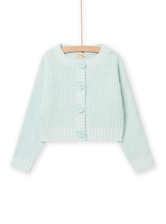 Strickjacke aus wassergrünem Mesh Kind, Mädchen NAJOCAR4 / 22S90164CAR614