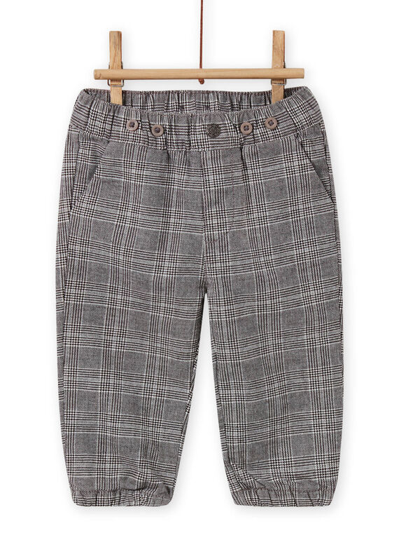 Schwarz gestreifte Hose für Baby-Jungen mit Karos und Hosenträgern MUNOPAN2 / 21WG10Q2PAN090