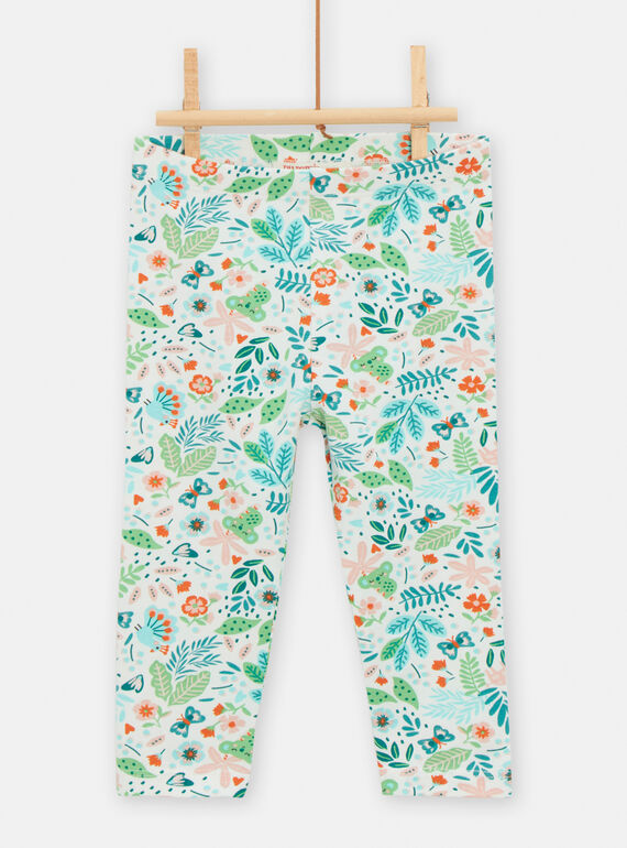 Grüne Leggings mit Blätterprint für Baby-Mädchen TYICOLEG / 24SI09N1CAL001