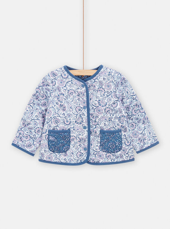 Blaue Steppjacke mit Blumenmuster für Baby-Mädchen TIDECAR1 / 24SG09J1CAR000