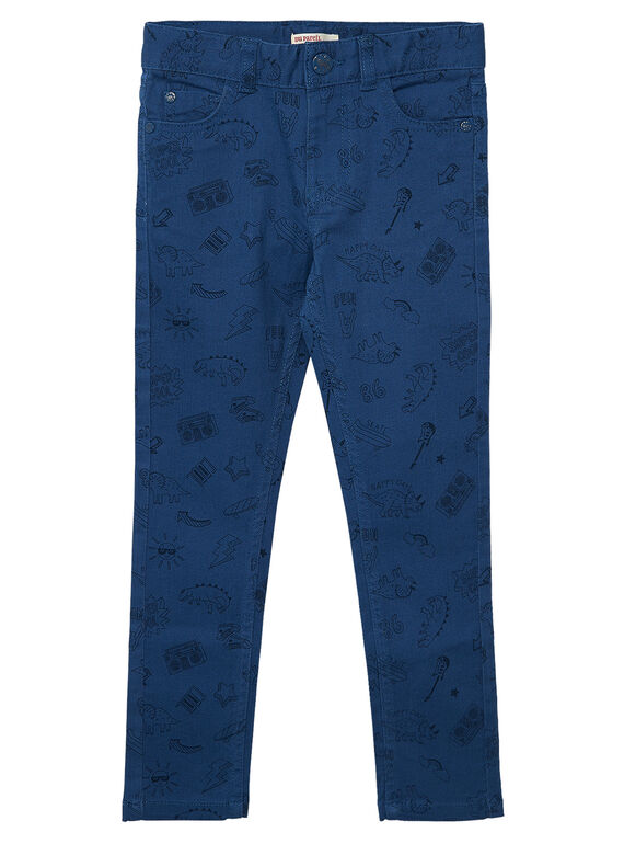 Blaue Hose für Jungen, Slim Fit, bedruckt JOGRAPAN2 / 20S902E1PAN622
