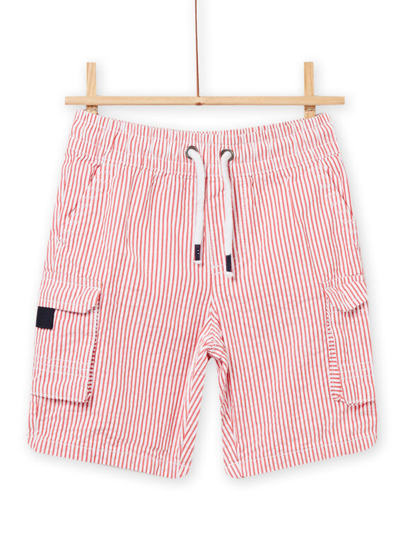 Rot gestreifte Shorts Kind Junge NOJOBERPOCH2 / 22S902C7BERF524