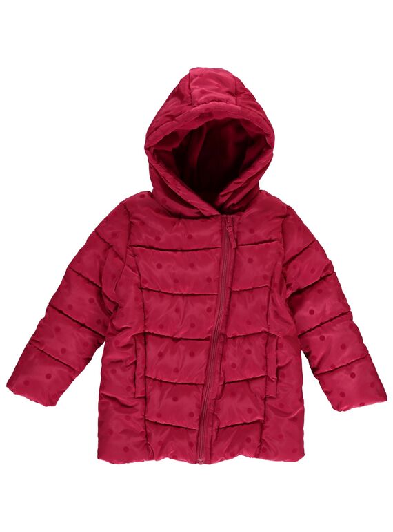 Girls' pink hooded padded jacket DALONDOU1 / 18W901E1D3ED304