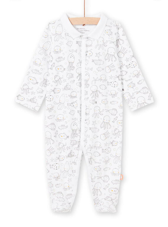 Weiß und grau Strampler mit Meerestieren Druck für Baby Junge LOU2GRE2 / 21SF04I1GRE000