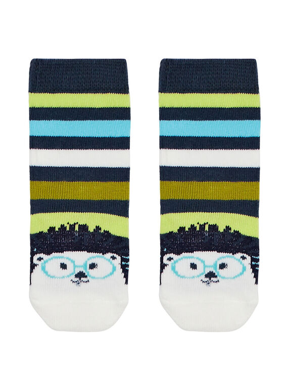 Weiß-grün gestreifte Babysocken für Jungen JYUCLOCHO1 / 20SI1011SOQ716