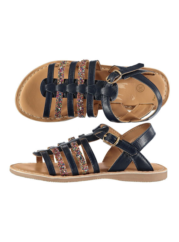 Sandalen aus zwei Materialien für draußen Mädchen FFSANDMEL / 19SK35K1D0E070