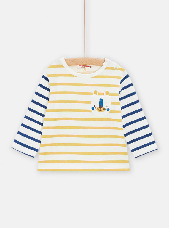 Gelbes T-Shirt mit Streifenmuster für Baby-Jungen TUJOTEE1 / 24SG10B4TML001