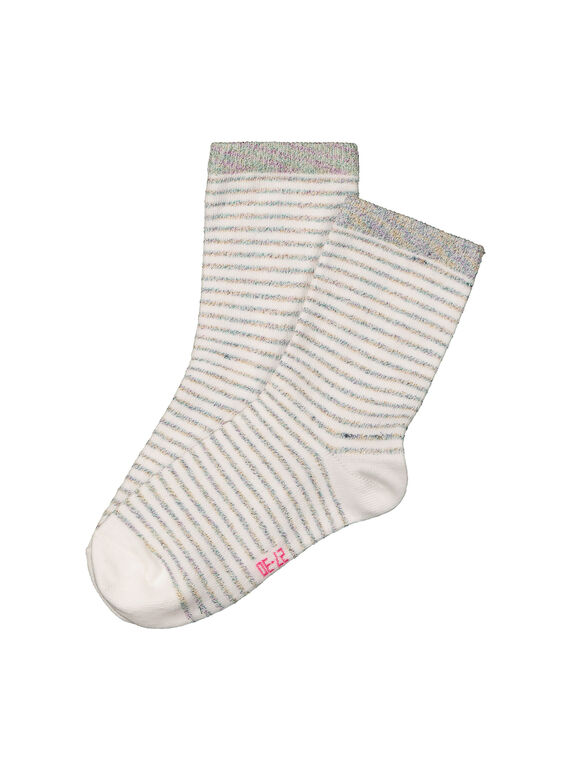 Halbhohe gestreifte Socken für Mädchen FYAJOCHO3A / 19SI0132SOQ000
