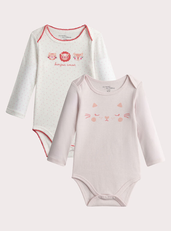 Set von 2 Bodys mit langen Ärmeln zuTiermuster für Baby Mädchen  VEFIBODCHA / 24WH1384BDL001
