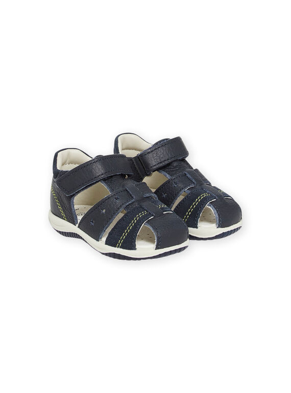 Marineblaue Ledersandalen Baby Junge NUSANDILAN / 22KK3845D0E070