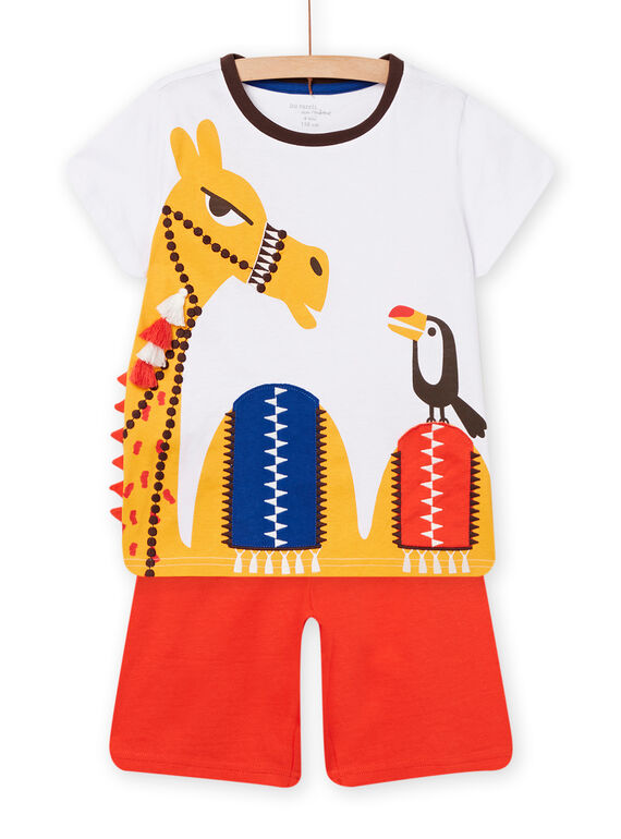 Kind Junge weißes Tieranimations-T-Shirt und Shorts Schlafanzug-Set NEGOPYCCHA / 22SH12H8PYJ000