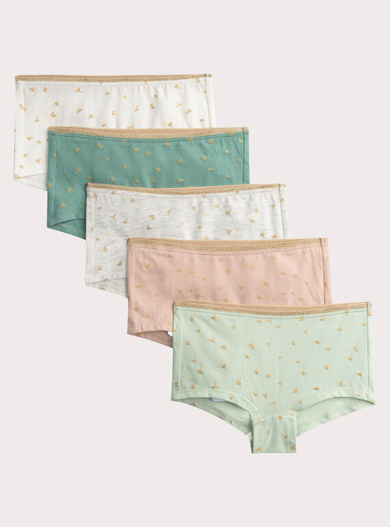 Set mit 5 bedruckten Shortys für Mädchen VEFAHOTSEM2 / 24WH1182SHY001