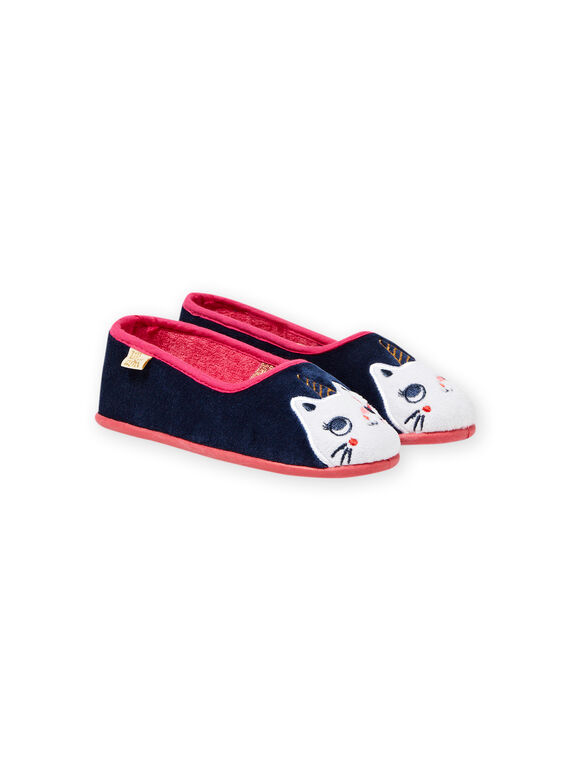 Hausschuhe navy blau mit Einhorn Katze Design Kind Mädchen MAPANTCATLIC / 21XK3534D07070