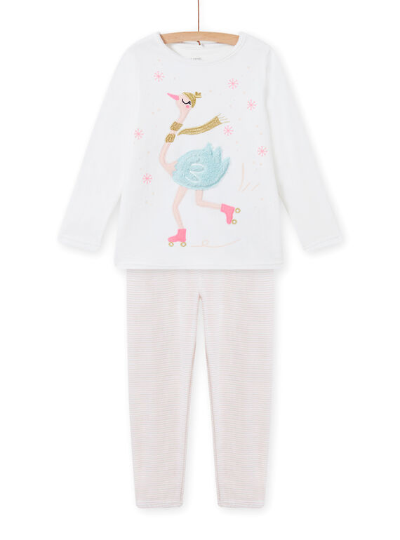 Pyjama-Set aus weißem Samt mit Schwanenmotiv für Kinder Mädchen MEFAPYJOST / 21WH1195PYJ001