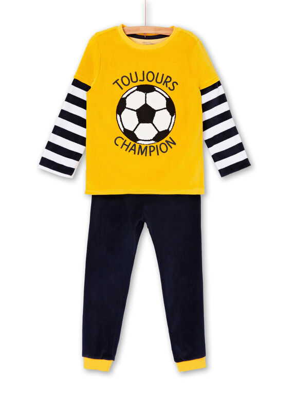 Pyjama-T-Shirt und Hose gelb und dunkelblau Kind Junge LEGOPYJFOO / 21SH125DPYJB107