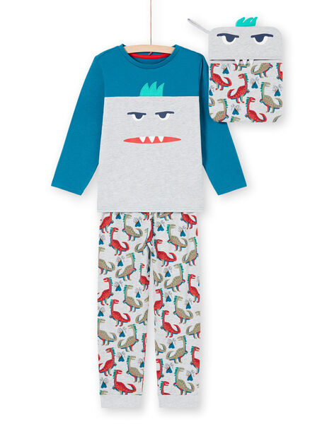 Graues und blaues Pyjama-Set T-Shirt und Hose für Jungen : Sanfte Nacht