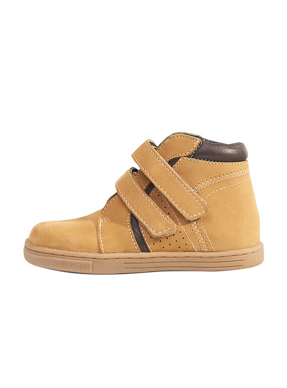 Beigefarbene Sneakers aus Nubukleder für Kinder Jungen GGBASBOOT / 19WK36I7D3F804