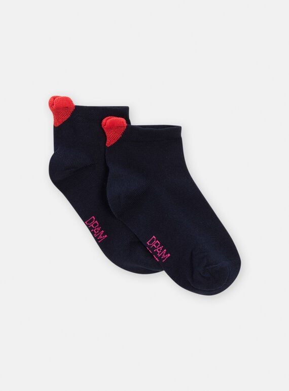 Marineblaue Socken mit Herzmuster für Mädchen TYAJOSCHO1B / 24SI0182SOQ070