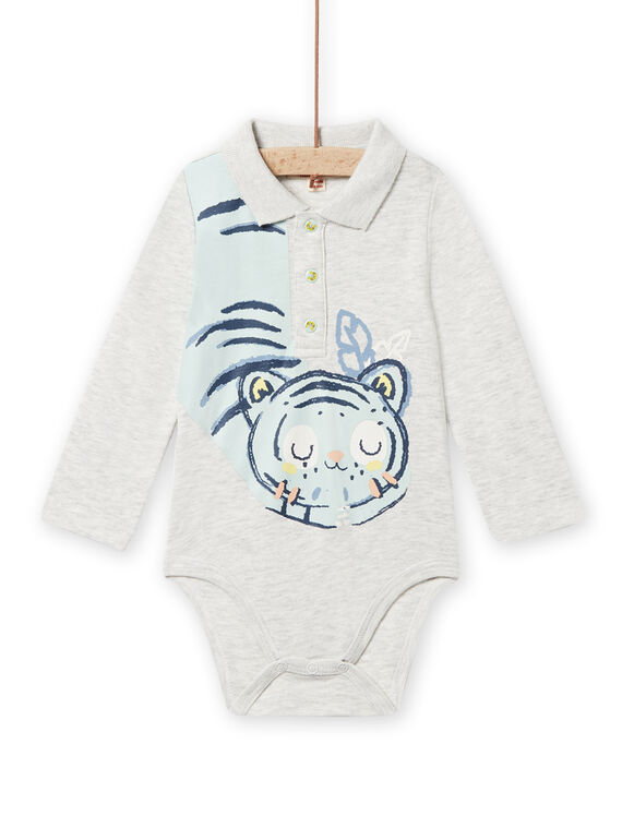 Baby Junge grauer Tiger-Bodysuit NUMOBOD / 22SG10N1BODJ920