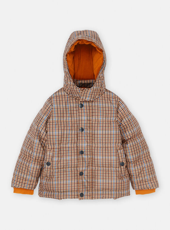 Hellbraune Kapuzenjacke mit Karomuster SOGRODOU4 / 23W902D3D3EI807