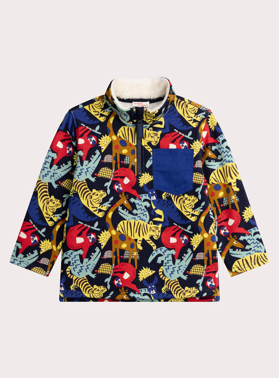 Warm gefütterter Marine-Sweatshirt mit Dschungel-Print für Jungen  VOROSWE / 24W902P1SWE705