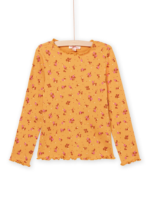 Gelbes langärmeliges T-Shirt aus RIB PAJOUTEE3 / 22W901B6TMLB107