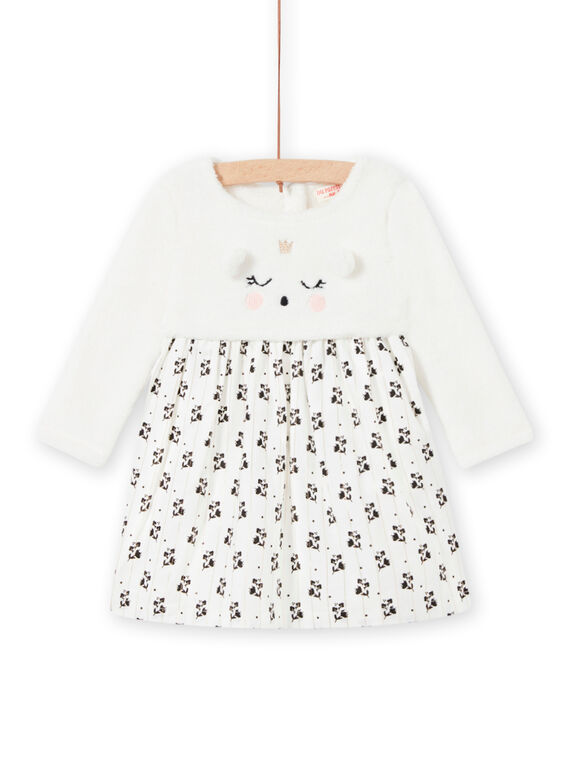 Zweifarbiges Stoffkleid mit Mäusemuster für Baby-Mädchen MIHIROB3 / 21WG09U2ROB003