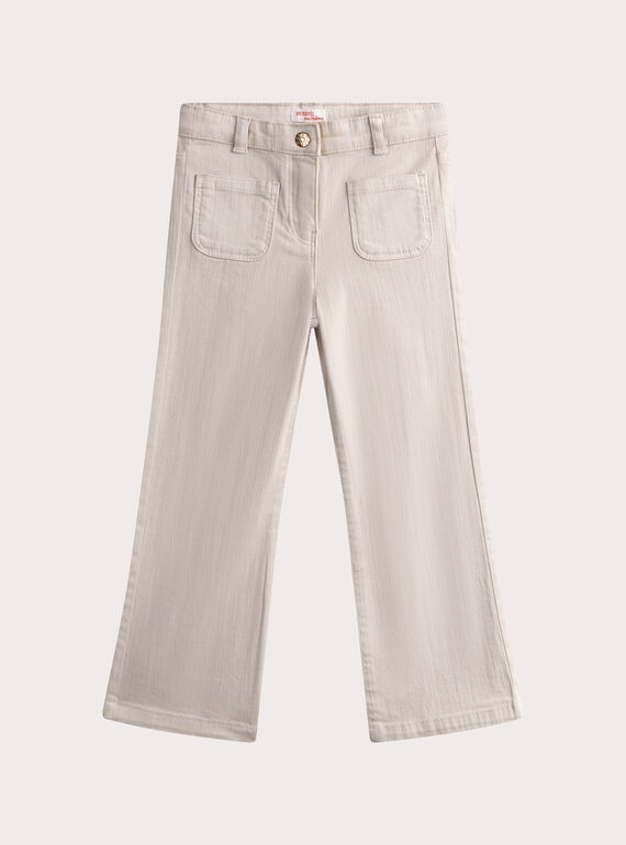 Beige canvas flared trousers  WALANPANT1 / 25S90141PAN007