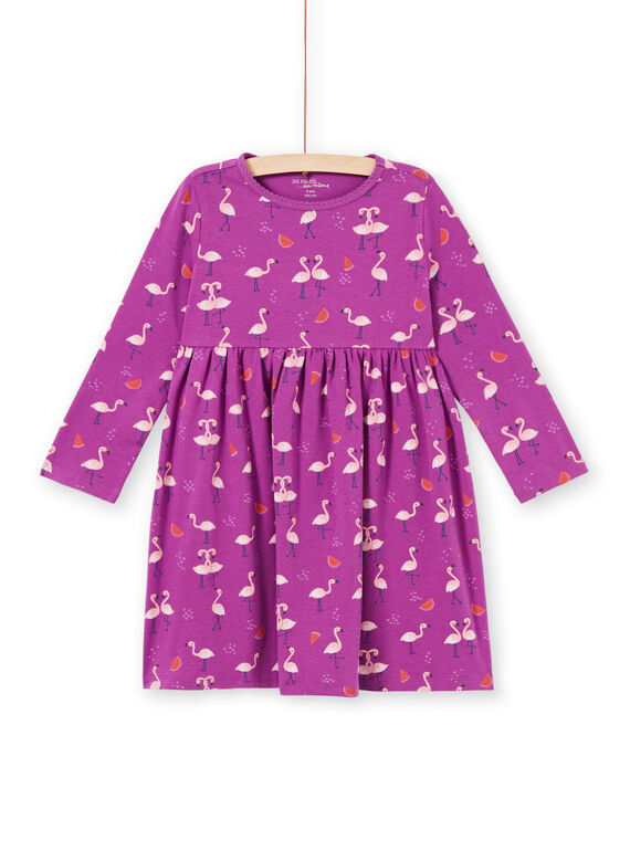 Mädchen lila Nachthemd mit rosa Flamingos und Wassermelonen MEFACHUFLA / 21WH1131CHN712
